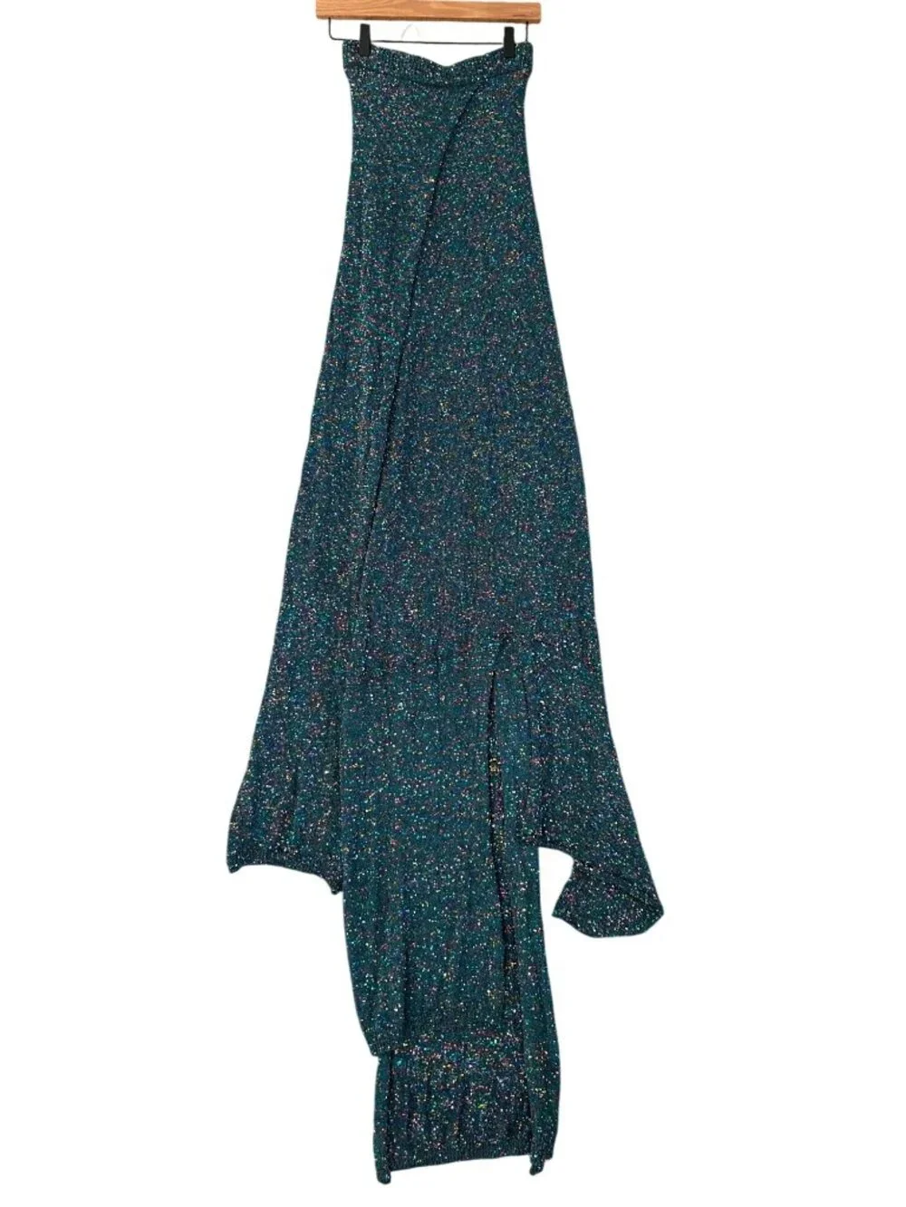 Loewe Women's Sz M Knotted-Hem sequined knitted midi skirt Glittery Maxi - Picture 9 of 16